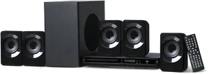 Black Home Theater System Setup PNG