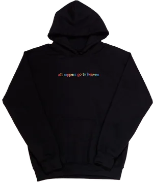 Black Hoodie Rappers Heaven Statement PNG image