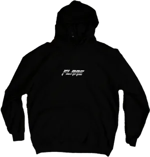 Black Hoodie White Logo Front View PNG image
