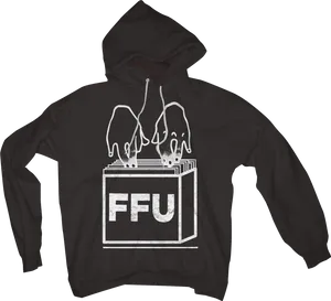 Black Hoodiewith Graphic Design PNG image