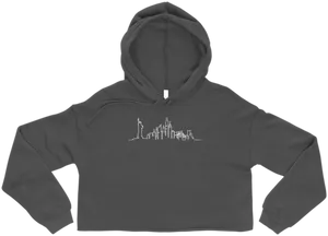 Black Hoodiewith White City Silhouette Graphic PNG image