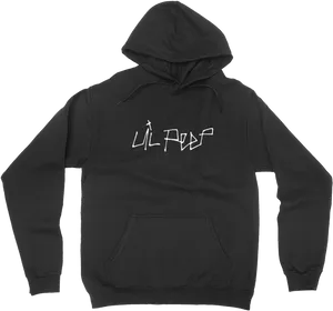 Black Hoodiewith White Graphic Design PNG image