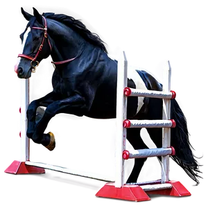 Black Horse Jumping Obstacle PNG 66