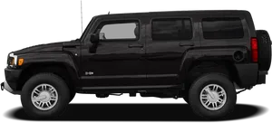 Black Hummer H3 Side View PNG image