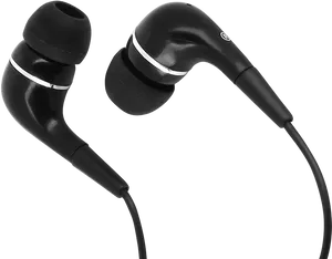 Black In Ear Earbudswith Cable PNG
