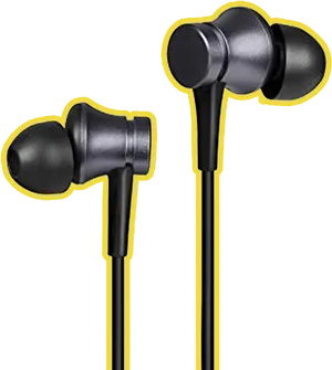 Black In Ear Earphones Isolated PNG image