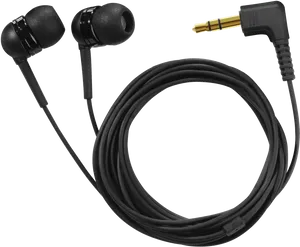 Black In Ear Headphoneswith Jack PNG image