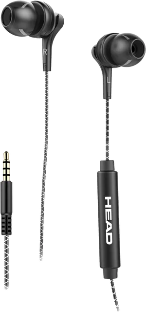 Black In Ear Headphoneswith Mic PNG image