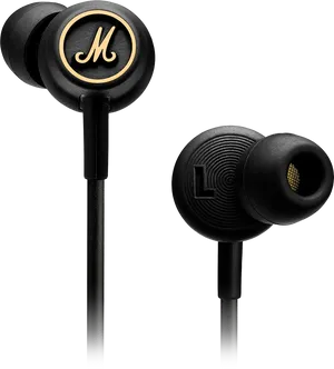 Black In Ear Monitorswith Logo PNG image