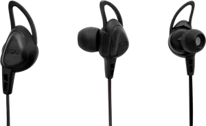 Black In Ear Sports Earbuds PNG