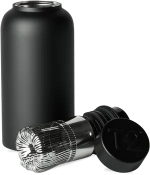 Black Insulated Flaskand Cap PNG