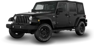 Black Jeep Wrangler Sport Side View PNG image