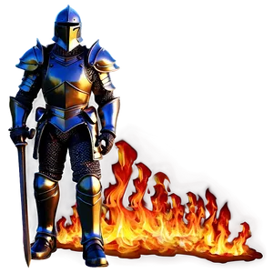Black Knight With Fire Background PNG 06272024 PNG