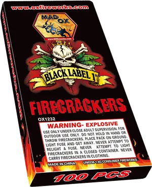 Black Label Firecrackers Pack100 Pieces PNG image
