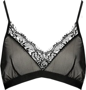 Black Lace Bralette Design PNG image