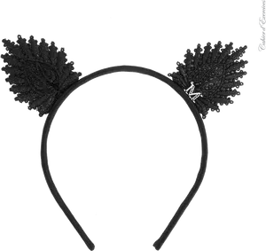 Black Lace Cat Ear Headband PNG image