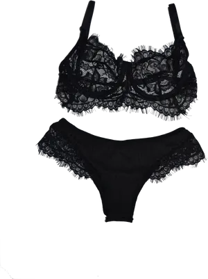 Black Lace Lingerie Set PNG image