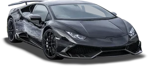 Black Lamborghini Huracan Evo Side View PNG image