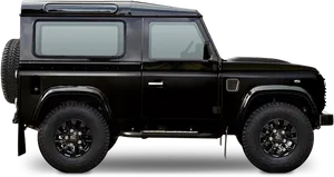 Black Land Rover Defender Side View PNG image