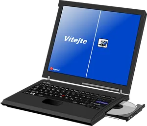 Black Laptop Illustrationwith Blue Screen PNG image