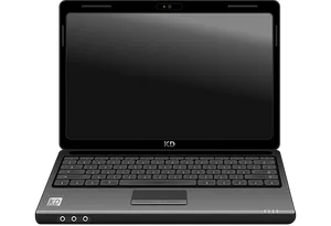 Black Laptop Open Front View PNG image