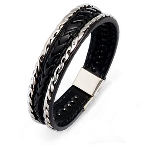 Black Leather Bracelet Png Ilb94 PNG image