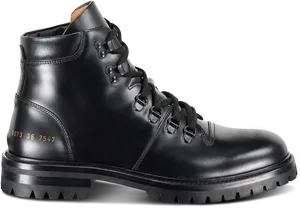 Black Leather Hiking Boot PNG image