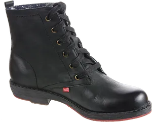 Black Leather Lace Up Boot PNG image