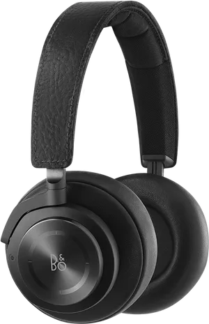 Black Leather Over Ear Headphones PNG image