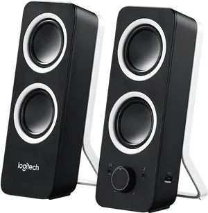 Black Logitech Desktop Speakers PNG