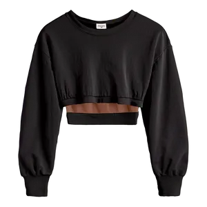 Black Long Sleeve Crop Top Png Pcu PNG image