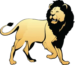 Black Maned Lion Illustration PNG image