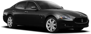 Black Maserati Quattroporte Side View PNG image
