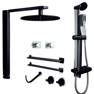 Black Matte Shower Fixtures PNG Weh