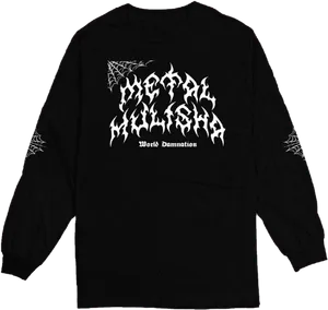 Black Metallica World Domination Long Sleeve Shirt PNG image