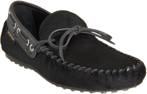 Black Moccasin Shoe Side View PNG image