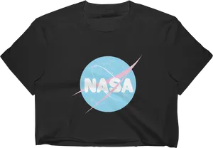 Black N A S A Logo Crop Top Shirt PNG