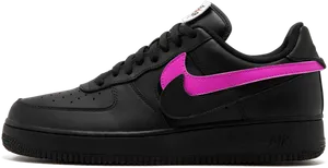 Black Nike Air Force With Pink Swoosh PNG image