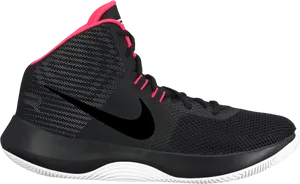 Black Nike Basketball Shoewith Pink Accents PNG image