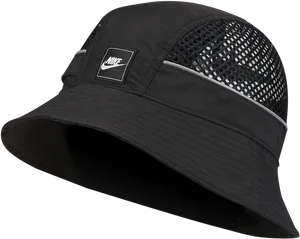 Black Nike Bucket Hatwith Mesh Panel PNG
