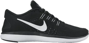 Black Nike Running Shoe Side View PNG image