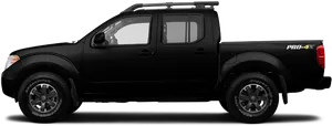 Black Nissan Frontier Pro4 X Side View PNG image