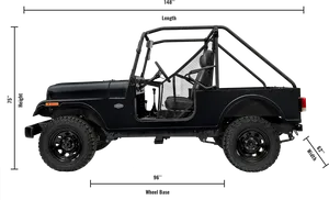 Black Offroad Vehicle Dimensions PNG image