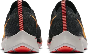 Black Orange Sport Shoes Rear View PNG image