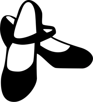 Black Outline Flat Shoe Illustration