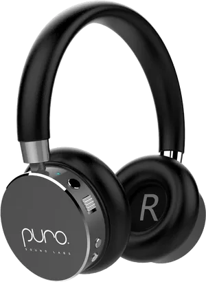 Black Over Ear Headphones Puro Sound Labs PNG image