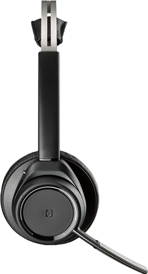 Black Over Ear Headphonewith Microphone PNG