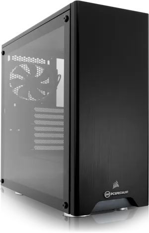 Black P C Tower Case Side View PNG image