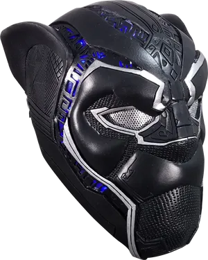 Black Panther Helmet Blue Lights PNG