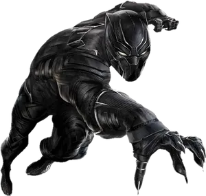 Black Pantherin Action Pose PNG
